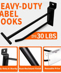 Heavy Duty 6 Inch Slatwall Hooks With Label Holder 50 Pack Double Bar Black Metal Slatwall Hangers For Retail Shop And Garage Display