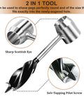 Survival Ready Bushcraft Hand Auger Wrench With Flint Scotch Eye Wood Drill Peg And Manual Hole Maker Multitool in detail view