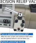MXJCKSOQ Electric Hydraulic Rebar Bender Tool 1800W Handheld Machine showing the precision relief valve and hydraulic piston.