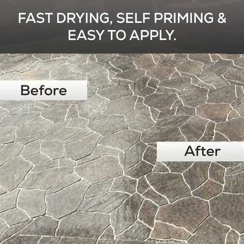 Before and after using Matte Clear Acrylic Sealer For Stone And Brick with Color Enhancing Finish on stone surface