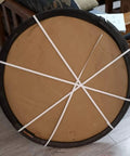 Built Tough Tempered Glass Lazy Susan Turntable For 47 Inch Dining Table, brown glass, wrapped for shipping, round 8mm thick