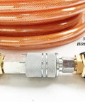 Polyurethane Reinforced Air Hose Three Eighths Inch ID, 100 Foot, 300 PSI, Includes Industrial Quick Coupler And Plug, Bend Restrictor