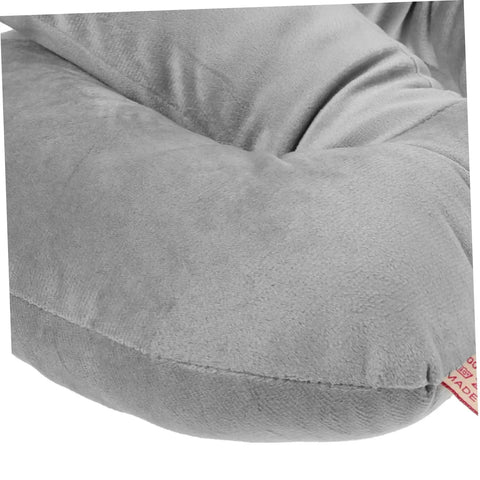 Close-up of Portable Ergonomic Nap Pillow For Office And School, Face Down Sleep Cushion In Gray with plush material detail