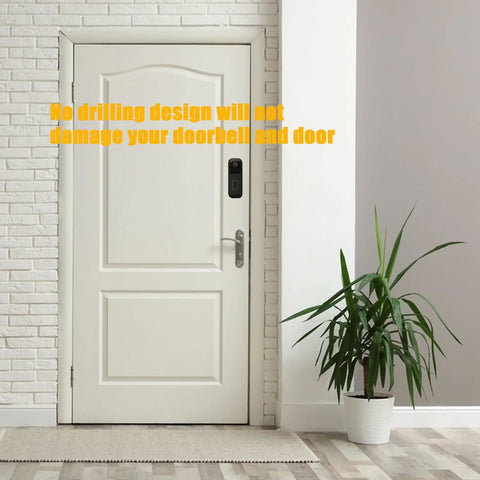 Two Way Installation Backplate Mount For Blink Video Doorbell 2nd Gen No Drill Adhesive Doorbell Mount on white door