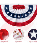 3x6 Ft Pleated American Bunting Flags Outdoor Set For 4th Of July And 250th Anniversary, detail of patriotic pleated design