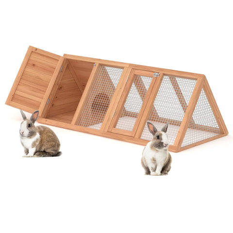 Outdoor A Frame Rabbit Hutch And Small Animal Coop With Two Door Run Cage, Wooden Triangle Quail Hutch, Ventilated Wire Poultry House