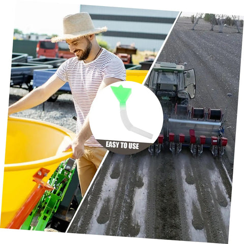 Adjustable Seed Planter Tube Kit for Even Seed Spreading in Corn and Wheat Fields Replacement Seeder Accessory shown in use