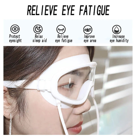 Side view of a person wearing Inhalation Eye Mask Glasses For Fatigue Relief And Moisture Boost, Built For All Day Comfort.