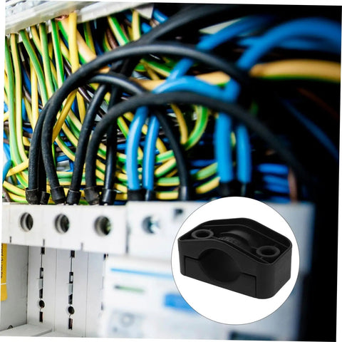 Knockout Quality High Voltage Cable Clamp Grips Wiring Harness Rock Solid For Distribution Box Wire Clutter Control And Dead Simple Electrical Routing Saves Real Time Effort In Black, shown in a wiring harness setup.