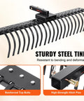Tow Behind Landscape Rake 60 Inch Dethatcher With 21 Steel Coil Tines for Leaves Pine Needles and Grass with sturdy steel tines.