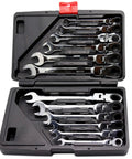 12 Piece Ratchet Spanner Set For Cars And DIY Beefed Up Multitool Wrench Kit with case, rust resistant chrome finish.