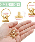 Top Shelf Gold Screwback Round Head Rivets With Pull Rings Heavy Duty Zinc Alloy 8 mm Fasteners For Leathercraft DIY projects in hand.