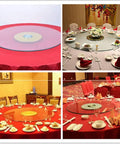 Large Tempered Glass Turntable With Silent Ball Bearing And Thickened 10mm Base on dining tables, showcasing meals and decor