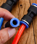 Top Notch Deskbloom Air Line Quick Connect Fittings Kit With Secure Push To Connect Straight Pneumatic Hose Connectors For Easy 6mm To 12Mm Tubing Repair And Setup No Sealing Parts Needed For Fast Auto Shop Jobs close-up on 8mm tubing