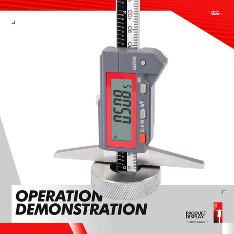Absolute Digital Depth Caliper 0-150mm 0-6in No Zero Reset Pro Grade Digital Depth Gauge For Machining, 0.02mm Precision And 0.01mm Resolution, Reliable Readings And Repeatable Depth Measurements For Machinists. digital depth gauge on knurled base