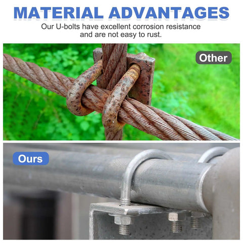 Comparison of Tough As Nails Four Pack M6 U Bolts For Pipes Trucks And Cars featuring rustproof design and secure fit.
