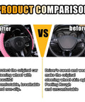 Dope Pink Rhinestone Bling Soft Leather Steering Wheel Cover For Cars 15 Inch Auto Fresh Interior comparison after and before use