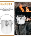 Stainless Steel Airtight Bucket With Cover For Beverages Camping And Beer Chilling Portable Sealed Metal Cooler Bin Outdoor Water Bin Chiller Durable Food Safe Outdoor Gear next to a campfire
