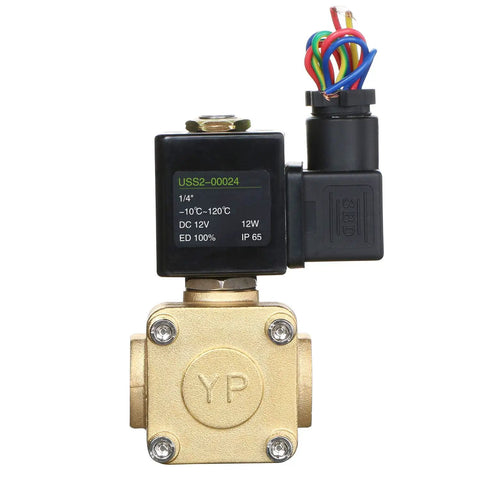 Heavy Duty 1/4 Inch Brass Electric Solenoid Valve 12V DC Normally Closed 230 PSI Viton Seal For Non Potable Water Air And Oil