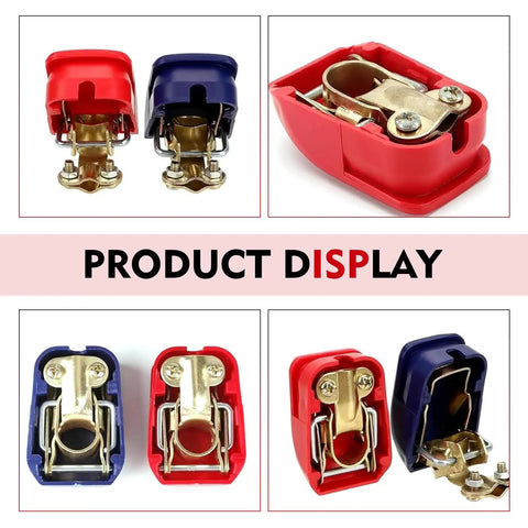 Two Pack Copper Plated Battery Clamps For Cars Trucks And SUVs With Quick Secure Connection Universal Cable Terminals