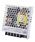 Beefy 50W 24V 2.2A Enclosed AC-DC Power Supply, Fanless 1U Low-Profile Silent Cooling, Adjustable 21.6-28.8V Output For Industrial Automation And Home Electronics, white metal case with honeycomb cover
