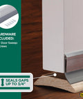 M-D Building Products 05389 all-season door sweep; aluminum and vinyl, 36 inch, silver with screws; MD logo visible.