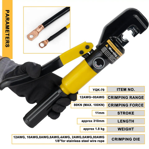 Beefy 10 Ton Hydraulic Crimping Tool Set For 12 AWG To 00 Cable With 9 Hex Dies Battery Cable Crimper Kit Heavy Duty Wire Rope And Battery Terminal Lug Crimping