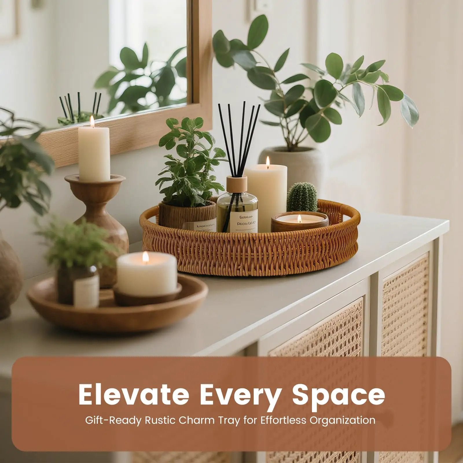 Go To 12 Inch Rattan Lazy Susan Organizer ✓