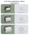 Recessed Toilet Paper Holder In Stainless Steel Built To Last Tissue Roll Holder Wall Mount For Bathroom Space Saving Design With Mounting Bracket Brushed Nickel Finish Modern Wall Dispenser, compatible with 1 to 2.6 inch core rolls.