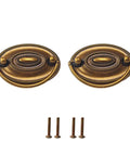 Antique Cabinet Ring Pulls Set Of 2, Vintage Drop Drawer Handles in distressed bronze with screws, size 80x57x20 mm.