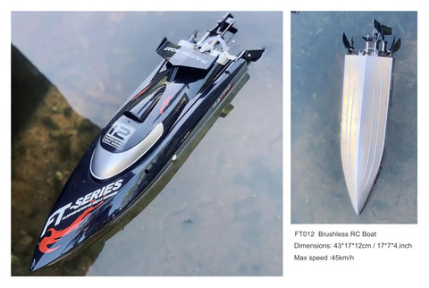 Eighteen Inch Brushless RC Speed Boat With Two Four GHz Remote Control Four Wheel Drive Watercraft on water surface