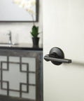 Latitude Matte Black Single Dummy Door Lever for interior doors, shown without latch, sleek zinc alloy design