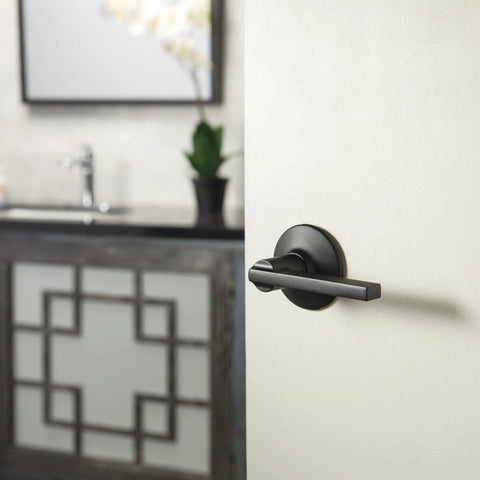 Latitude Matte Black Single Dummy Door Lever for interior doors, shown without latch, sleek zinc alloy design