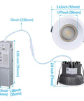 TORCHSTAR 2-Pack 4-Inch 5CCT LED Recessed Light with J-Box, Wet Location dimensions and details illustration.