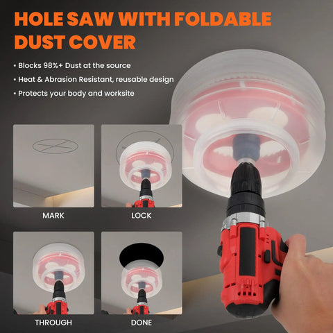 38mm One And A Half Inch Beefy Bi Metal Hole Saw with foldable dust cover drilling through drywall