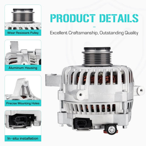 Beefed Up Replacement Alternator For Expedition 4.6L 5.4L 2003 2004 And Navigator 5.4L 2003 2004 12V Output Easy Install
