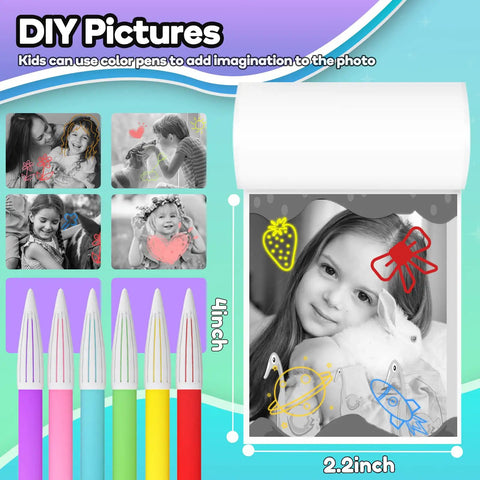 6 Rolls Kid Friendly Instant Photo Printer Paper Bundle For Mini Cameras 4x2.2 Inch Thermal Paper Refill Safe Odorless No Toner Each Roll Prints About 124 Photos Great For Kids Crafts And Scrapbook Fun, DIY photo print examples with 4x2.2 inch sheets