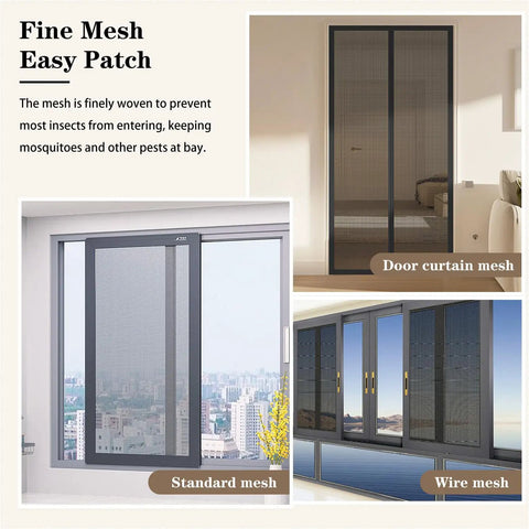 16 Sheets Window Screen Patch Repair Kit Black Four Sizes For Mesh Screen Doors With High Strength Adhesive Fiberglass Quick Repair Tape Easy DIY Patch For Tears And Holes In Screens