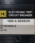 Kick The Heavy Lifting Up A Notch With This Straight Shooter Electronic Trip Circuit Breaker Rated At 1600 Amp 3 Pole And 600 Volt AC To Keep Your Grid Locked In And Deliver Bang For Your Buck Heavy Duty Protection label identifying 1600 A sensor.