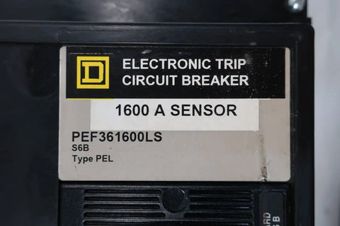Kick The Heavy Lifting Up A Notch With This Straight Shooter Electronic Trip Circuit Breaker Rated At 1600 Amp 3 Pole And 600 Volt AC To Keep Your Grid Locked In And Deliver Bang For Your Buck Heavy Duty Protection label identifying 1600 A sensor.