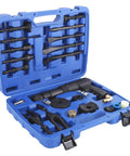 Heavy Duty 19 Pc Air Hammer Chisel Kit For Metal Cutting And Auto Body Repair Fits Pneumatic Pistol Grinders With Versatile Accessories blue case open