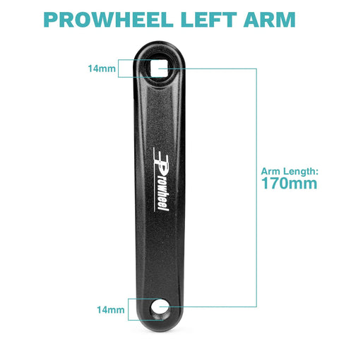 Left Crank Arm 170 Mm For Bike, Aluminum Alloy Square Hole, Lightweight Replacement Part With Plastic Dustproof Cover