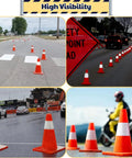 Road with 18 Inch Traffic Safety Cones 12 Pack Orange PVC With Reflective Collars Built For Parking Lot Traffic Control Driveway