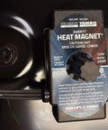 Magnetic Engine Block And Oil Pan Heater With Built In Thermostat 200 Watt detail showing heat magnet unit on metal surface.
