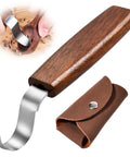 Heavy Duty Wood Carving Hook Knife With Knockout Stainless Steel Edge And No Nonsense Grip for spoon making, featuring walnut handle and leather sheath.