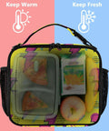 Lightning Bolt Insulated Lunch Bag Yellow Portable Cooler With Shoulder Straps For Office Travel School And Everyday Meals All Day Durable Polyester Large Main Compartment Plus Side Mesh Pockets Keeps Meals Fresh, front view