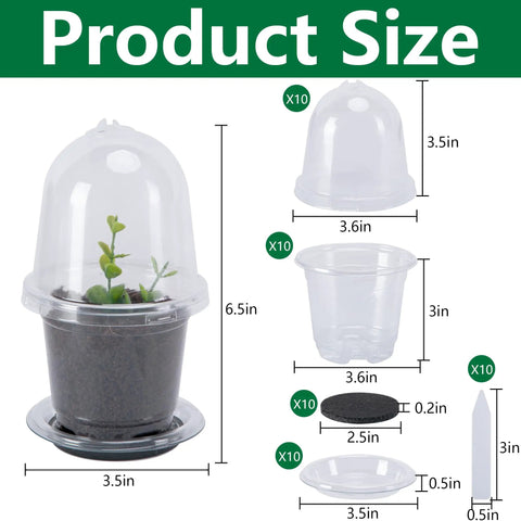 10 Pack Self Watering Seed Starter Pots With Humidity Dome, 6.5 By 3.5 Inch Auto Watering Plant Nursery Pots For Easy Seed Germination