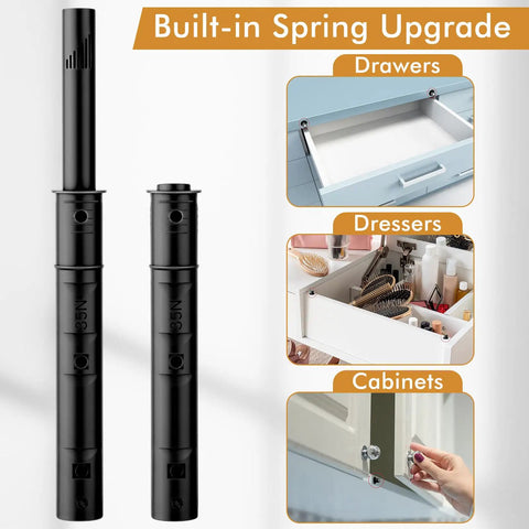 50 Pack Magnetic Push Latches For Cabinet Doors And Drawers, Black 4.21 Inch push to open hardware in drawer application.