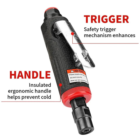 Heavy Duty One Quarter Inch Air Angle Die Grinder Killer Pneumatic Rotary Polisher with safety trigger and ergonomic handle
