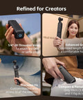 5000mAh Battery Grip For Pocket 4 By 3 Camera With 20W fast charge, held, showing tripod thread, grip, portability, in various scenes.